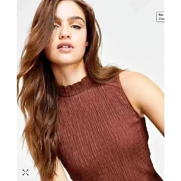 BAR III Women's Smocked Bodycon Dress SMALL Rosewood Mock Neck Cocktail‎ Party - Picture 4 of 13